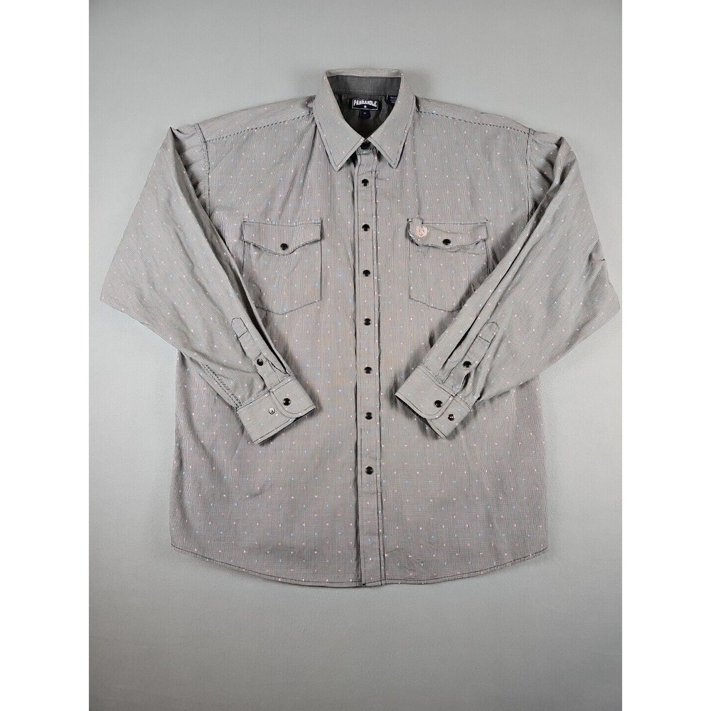 Panhandle Western Black Pearl Snap‎ Long Sleeve Shirt Men's XL Gray Multi